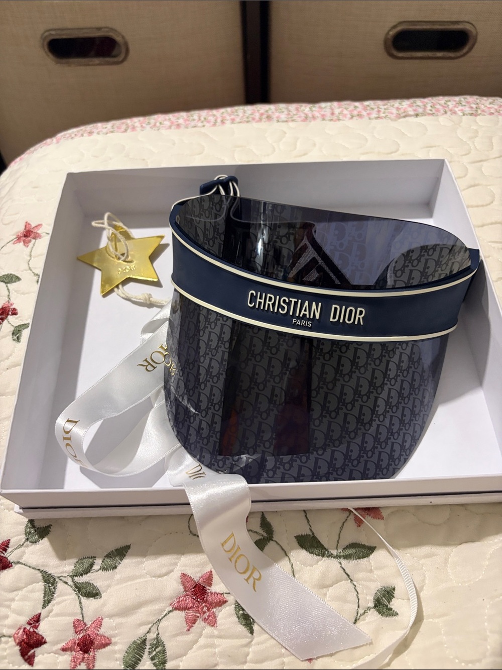 Dior Navy and Gold Logo Visor